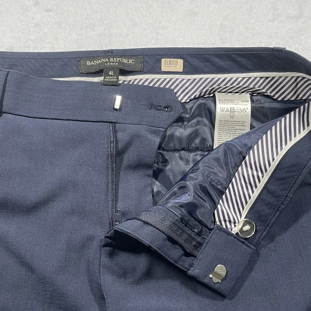 Banana Republic Logan Navy Dress Pants Men's 4L Flat Front Career Trousers